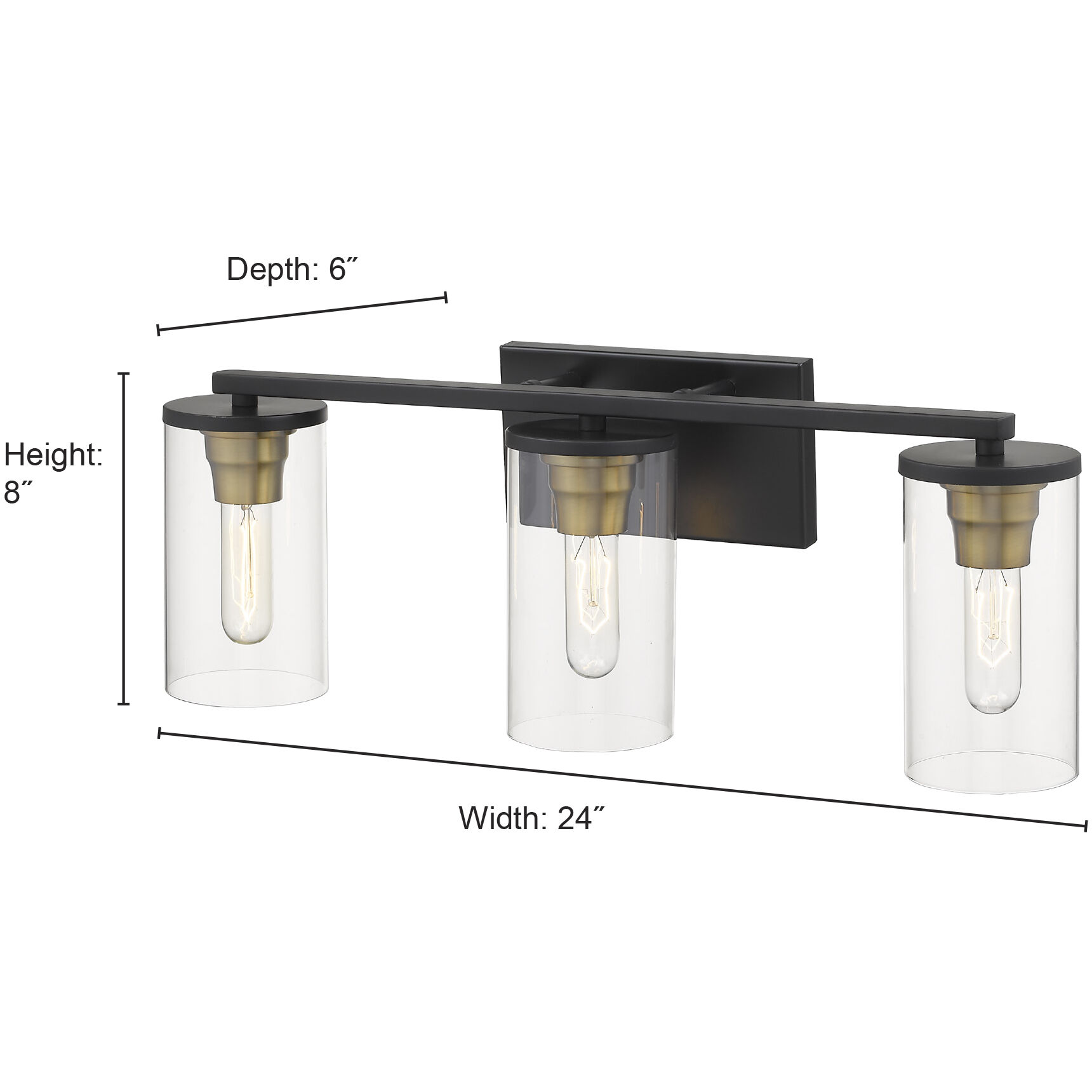 Pasadena 3 Light 23.75 inch Matte Black/Heirloom Bronze Bathroom Vanity Light Wall Light